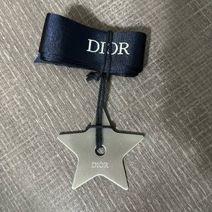 Dior Silver Star Ornament with Ribbon